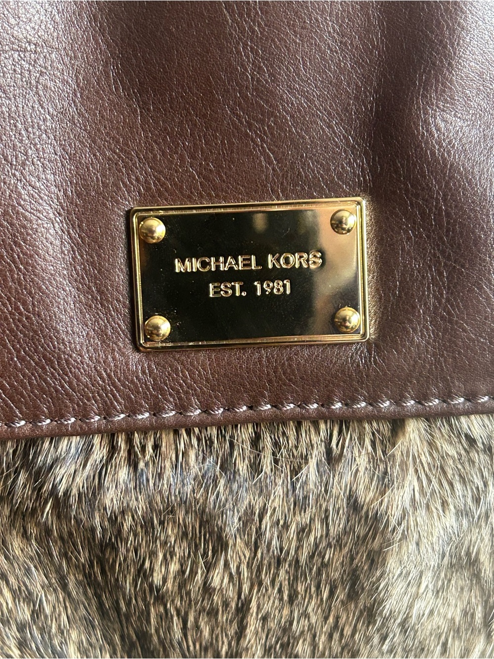 Michael Kors Sloan Rabbit Fur and Leather Shoulder Crossbody Bag NWT - Picture 13 of 14